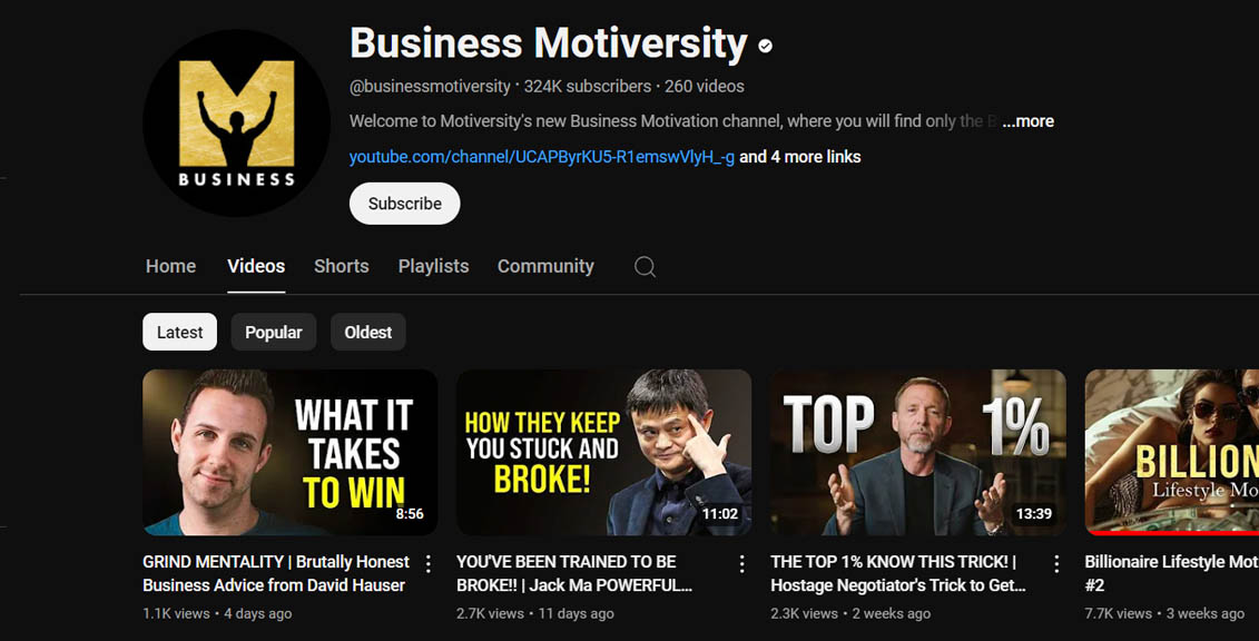 business motivertisy youtube channel