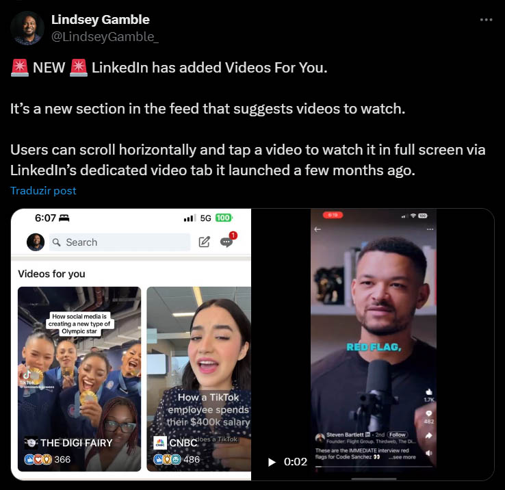 New linkedin video feed